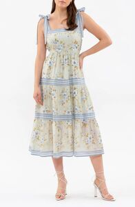 Floral Maxi Dress with Blue Accents